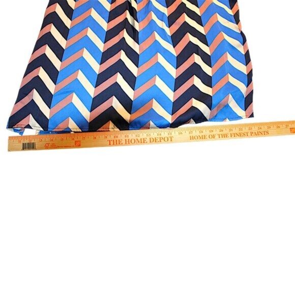 Liz Claiborne XL Chevron Ruffle Cap Sleeve Blouse Blue Black Geoprint Tunic - Picture 5 of 8